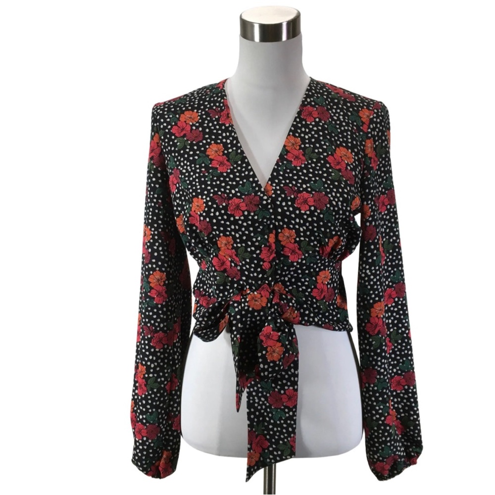 Topshop sz.0 XS Navy floral blouse